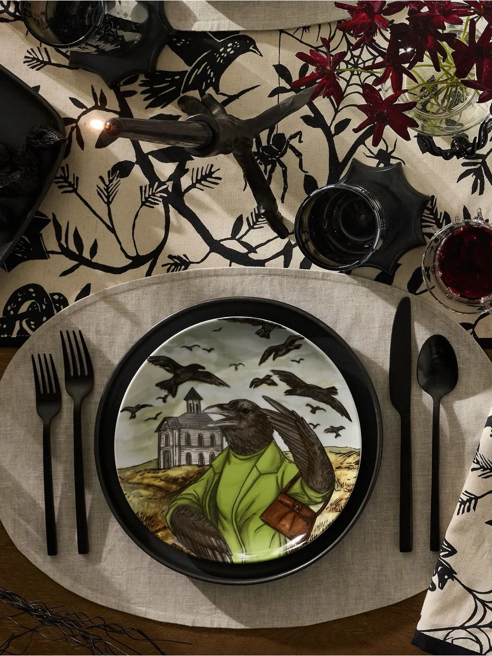 West Elm White Porcelain Rachel Kozlowski Dapper Set of 5 Halloween Plate’s BNIB